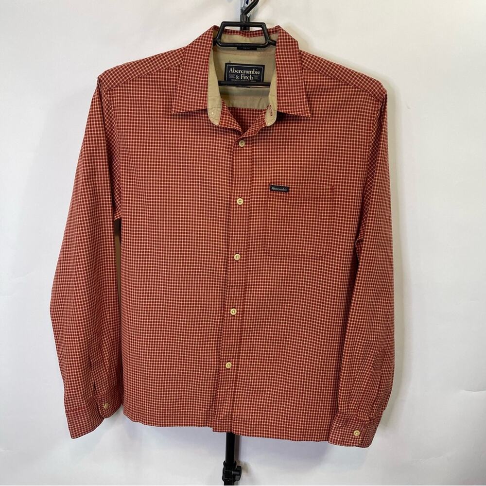 Abercrombie & Finch Orange Plaid Long Sleeve Shirt Size Large Men’s